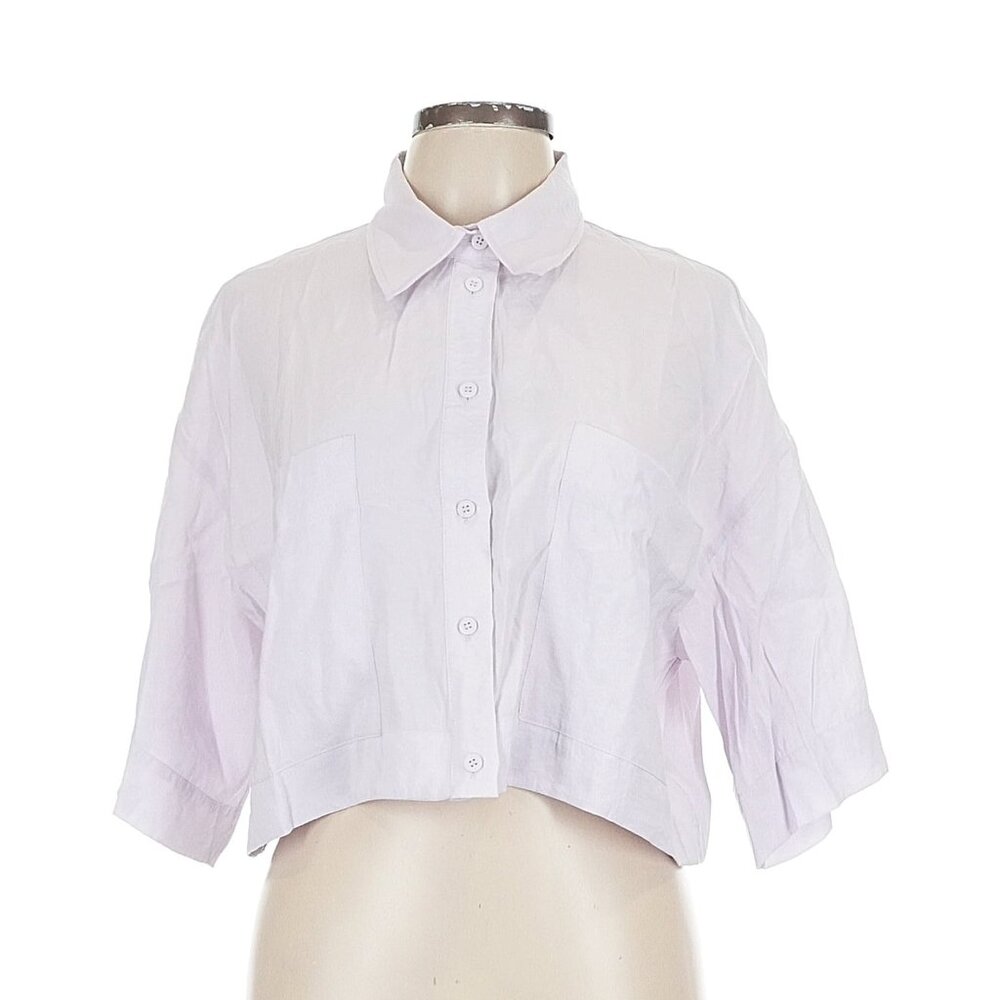 ZARA - Size M 3/4 Sleeve Button-Down Shirt | Lilac